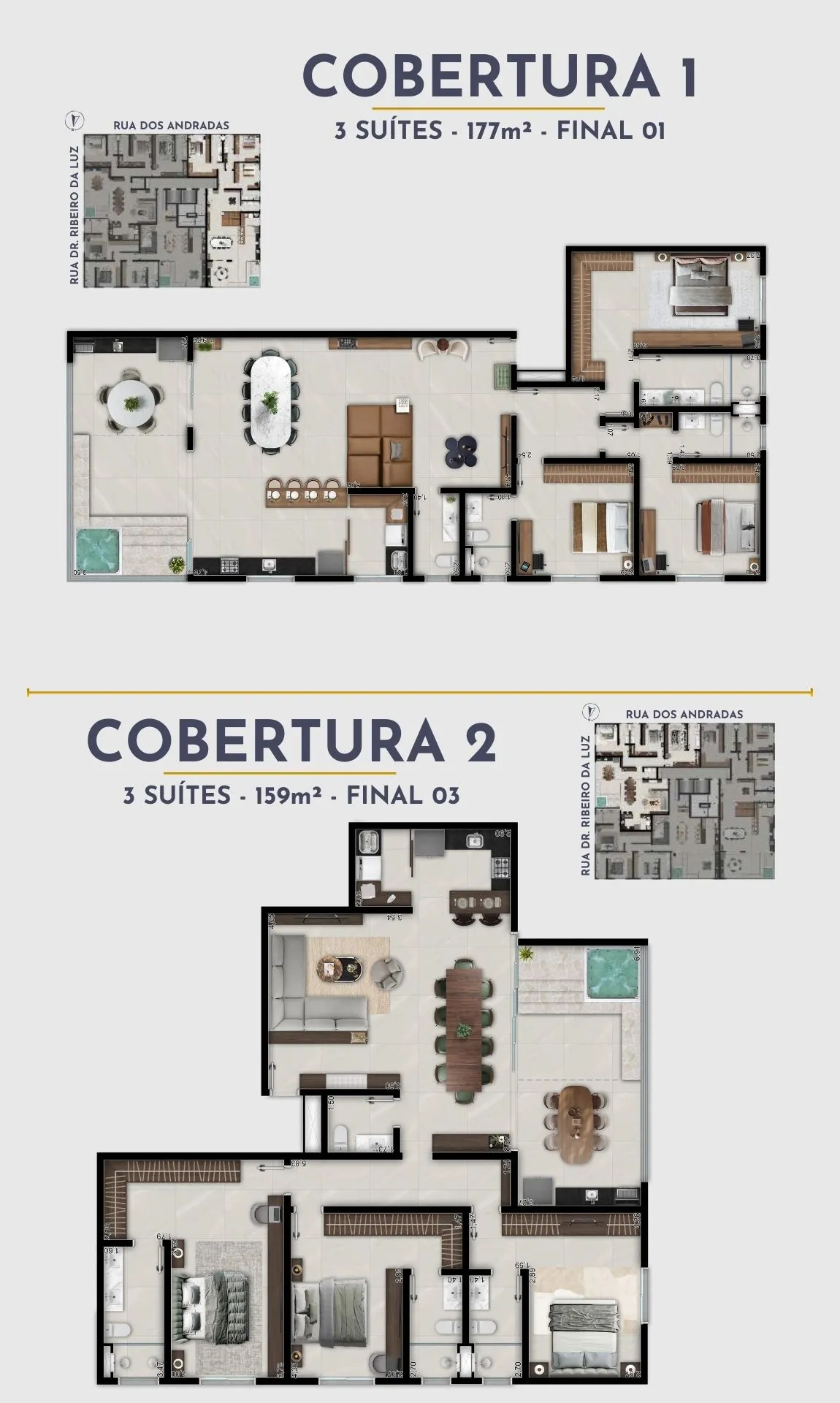 Planta humanizada - Coberturas - Edifício Ferraz Junqueira